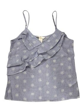 H&M LOGG Striped Tank • Eyelet Flower & Ruffles • 100% Cotton • Sz 0